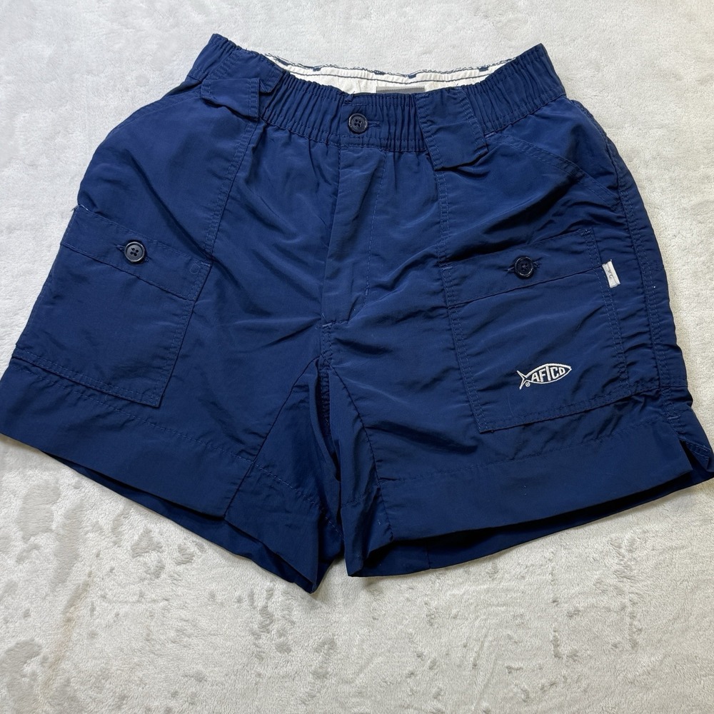 AFTCO Bluewater Fishing Shorts Mens‎ 24 Blue Nylon Cargo Boat